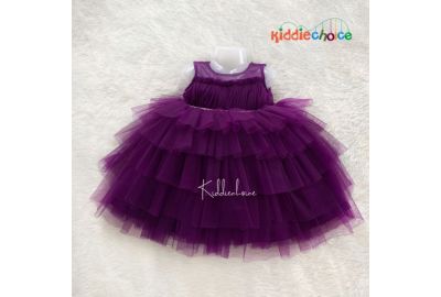 Girl Stylish Purple Frilly Net Dress | Birthday Dress for Your Baby Girl