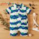 Baby Boy Casual Striped Lapel Romper