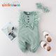 Baby Girl Beautiful Ruffle Lace Solid Colour Jumpsuit with Headband-light green