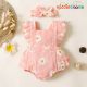 cotton 2pcs daisy print crepe fabric baby romper set - Pink