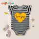 Baby Girl Stripes Heart-shaped Letter Cat Pattern Ruffle-sleeve Bodysuit