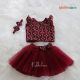 Maroon Crop Top & Skirt  Birthday Dress for baby girl 