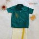 Traditional Onam Green Shirt & Mundu set for Boys