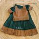 Bottle Green Vishu Pattupavada Skirt & Top for Baby Girls