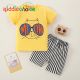Toddler Boy Cartoon Round Neck Color-block Top & Shorts Pajamas Sets