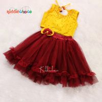 Yellow handwork crop top with Skirt and Headband 