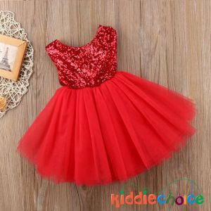Baby Girl Fancy Sleeveless Sequins Party Birthday Dress