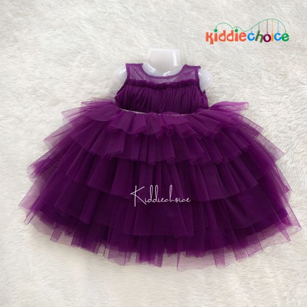 Girl Stylish Purple Frilly Net Dress