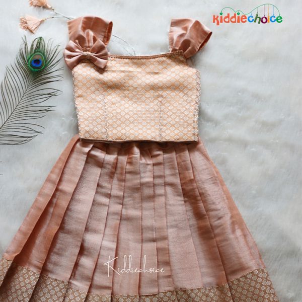 Rose Gold Ethnic Skirt & Top | South Indian Traditional Dress for Baby girl